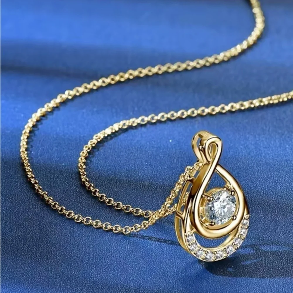 New 14k Gold 1.5 Carat Diamond (Moissanite) Pendant Necklace